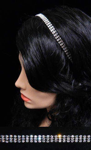 #15312 - Triple Row Rhinestone Flexible Headband Headbands Rhinestone Jewelry Corporation
