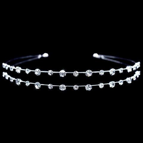 #16506 - Wire Dot Simplicity 2 Row Headband Headbands Rhinestone Jewelry Corporation
