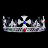 #16316MS King's Crown -  Multi Silver Men's Crowns and Scepters Rhinestone Jewelry Corporation