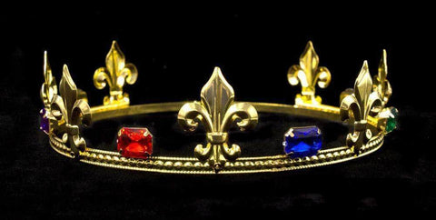 #16366MG Prince's Crown - Multi Gold Men's Crowns and Scepters Rhinestone Jewelry Corporation