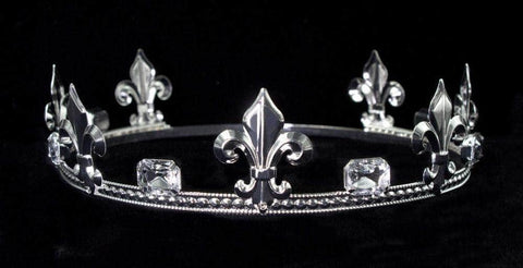 #16366XS Prince's Crown - Crystal Silver Men's Crowns and Scepters Rhinestone Jewelry Corporation