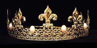 King's Crown #13082 - Gold PEARL Men's Crowns and Scepters Rhinestone Jewelry Corporation