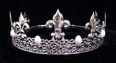 King's Crown #13082SP - Silver PEARL Men's Crowns and Scepters Rhinestone Jewelry Corporation