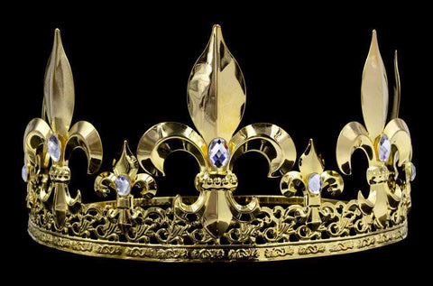 King's Crown #13333XG - Clear Gold Men's Crowns and Scepters Rhinestone Jewelry Corporation
