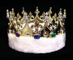King's Crown #15598 with Faux Fur - Gold Men's Crowns and Scepters Rhinestone Jewelry Corporation