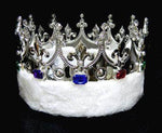King's Crown #15598 with Faux Fur - Silver Men's Crowns and Scepters Rhinestone Jewelry Corporation