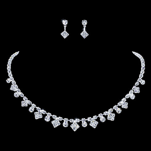 #12867 - Diamonds Necklace and Earring Set Necklace Sets - Low price Rhinestone Jewelry Corporation