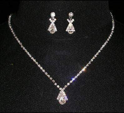 #14412 - Lover's Cross Neck and Ear Set Necklace Sets - Low price Rhinestone Jewelry Corporation