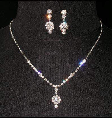 #14414 - Pendulum Neck and Ear Set Necklace Sets - Low price Rhinestone Jewelry Corporation