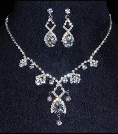 #14427 - Gated Pear Necklace Set Necklace Sets - Low price Rhinestone Jewelry Corporation