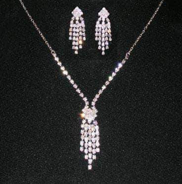 #14435 - Flapper Neck and Ear Set Necklace Sets - Low price Rhinestone Jewelry Corporation