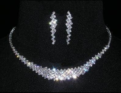 #15090 - Graduated Neck and Ear Set Necklace Sets - Low price Rhinestone Jewelry Corporation