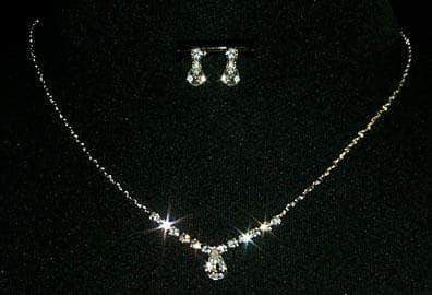 Pear Drop Rhinestone Necklace and Earring Set - #10424 Necklace Sets - Low price Rhinestone Jewelry Corporation