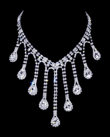 #16982 - Dripping Rhinestone Necklace Necklaces - Bibs Rhinestone Jewelry Corporation