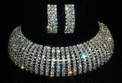 10 Row Adjustable Rhinestone Choker Necklaces - Collars Rhinestone Jewelry Corporation