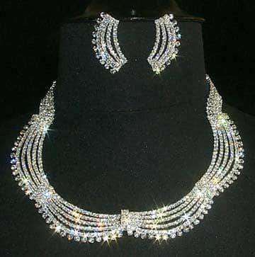 #11667 Drape Necklace and Earring Set (Limited Supply) Necklaces - Collars Rhinestone Jewelry Corporation