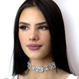 #16705 - Oval Pearl Cluster Choker (Limited Supply) Necklaces - Collars Rhinestone Jewelry Corporation
