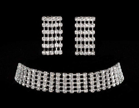 5 Row Adjustable Rhinestone Choker Necklaces - Collars Rhinestone Jewelry Corporation