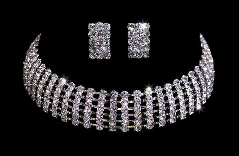 6 Row Adjustable Rhinestone Choker Necklaces - Collars Rhinestone Jewelry Corporation