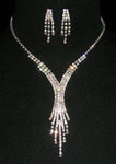 #14287 - Fine Twist Dangle Necklace and Earring Set Necklaces - Midsize Rhinestone Jewelry Corporation