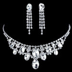 #16508 - Oval Drape Necklace and Earring Set Necklaces - Midsize Rhinestone Jewelry Corporation