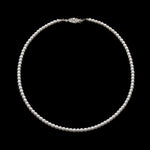 #9585-16 - 4mm Simulated White Pearl Necklace - 16" Pearl Neck & Ears Rhinestone Jewelry Corporation