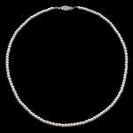 #9585-20 - 4mm Simulated White Pearl Necklace - 20" Pearl Neck & Ears Rhinestone Jewelry Corporation