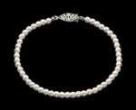 #9585-8 - 4mm Simulated White Pearl Bracelet - 8" Pearl Neck & Ears Rhinestone Jewelry Corporation