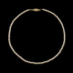 #9586-16 - 4mm Simulated Ivory Pearl Necklace - 16" Pearl Neck & Ears Rhinestone Jewelry Corporation