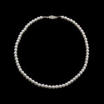 #9587-16 - 6mm Simulated White Pearl Necklace - 16" Pearl Neck & Ears Rhinestone Jewelry Corporation