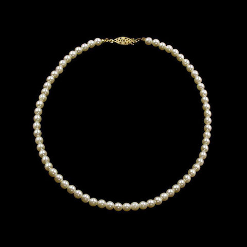 #9588-16 - 6mm Simulated Ivory Pearl Necklace - 16" Pearl Neck & Ears Rhinestone Jewelry Corporation