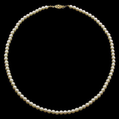 #9588-20 - 6mm Simulated Ivory Pearl Necklace - 20" Pearl Neck & Ears Rhinestone Jewelry Corporation