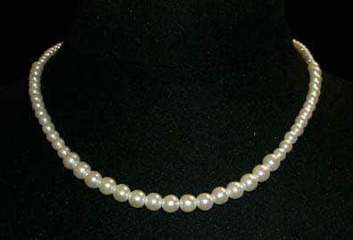 #9590-16 - Graduated Simulated Ivory Pearl Necklace - 16" Pearl Neck & Ears Rhinestone Jewelry Corporation