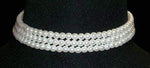 #9777 - 3 Row 6mm White Simulated Pearl Necklace - 12"-15.5" Adjustable Pearl Neck & Ears Rhinestone Jewelry Corporation