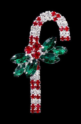 #14346 - Candy Cane Pin Christmas Jewelry Rhinestone Jewelry Corporation