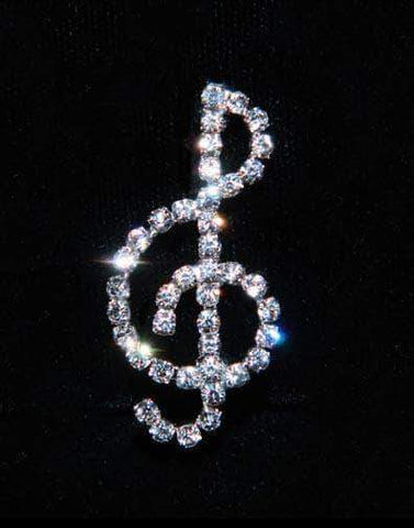 #12647 Treble Clef Pin - All Crystal Pins - Dance/Music Rhinestone Jewelry Corporation