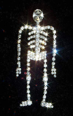 #10965 Dangling Skeleton Pin Pins - Halloween Rhinestone Jewelry Corporation