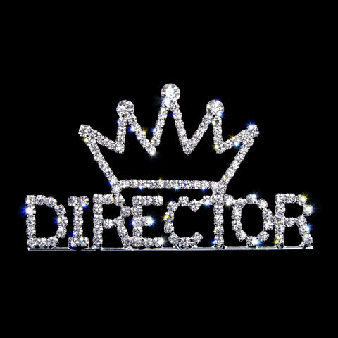 #11882 Rhinestone Director with Crown Pin Pins - Pageant & Crown Rhinestone Jewelry Corporation