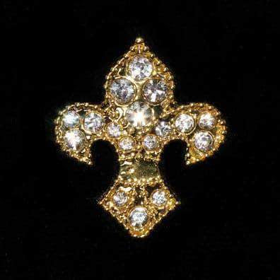 #15888g Fleur de Lis Tack Pin - Gold Plated Pins - Pageant & Crown Rhinestone Jewelry Corporation