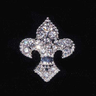 #15888s Fleur de Lis Tack Pin - Silver Plated Pins - Pageant & Crown Rhinestone Jewelry Corporation