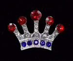 #16061RWB - High Ruler Crown Pin - 1" Tall - Red White and Blue Pins - Pageant & Crown Rhinestone Jewelry Corporation