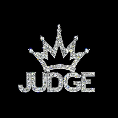 #17227 Judge with Crown Pin Pins - Pageant & Crown Rhinestone Jewelry Corporation