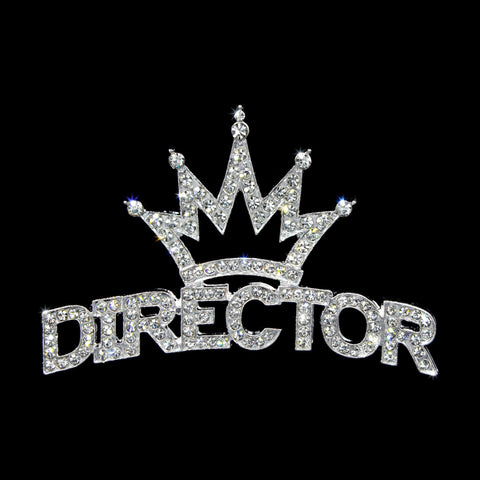 #17228 Director with Crown Pin Pins - Pageant & Crown Rhinestone Jewelry Corporation