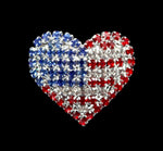 #17182 USA Flag on Heart Pin Pins - Patrioitic & Support Rhinestone Jewelry Corporation