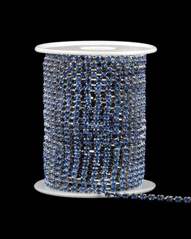 12SS (24pp) Rhinestone Chain - Light Sapphire - Silver Plated Rhinestone Chain Rhinestone Jewelry Corporation