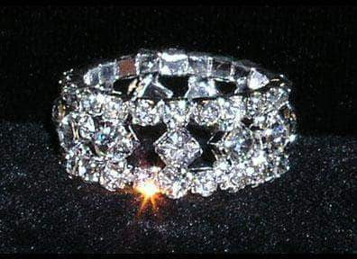 #15396 Diamond Center Stretch Rhinestone Ring Rings Rhinestone Jewelry Corporation