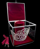 Large Tiara / Crown Case - Burgundy Interior with Strap #17220 Tiara Bags & Cases Rhinestone Jewelry Corporation