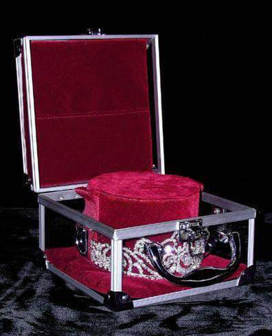Tiara and Crown Case - Burgundy Interior with Strap #13691 Tiara Bags & Cases Rhinestone Jewelry Corporation