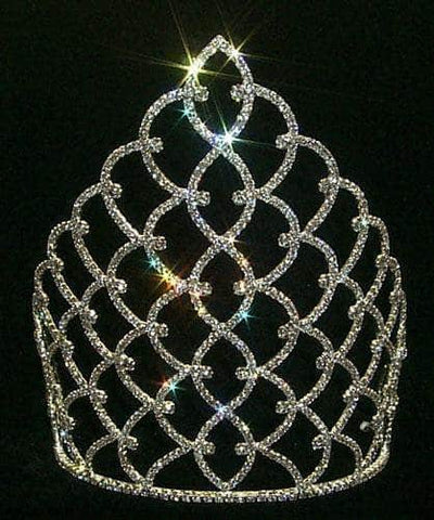 10" Traditional Rhinestone Queen Crown -  Silver #11185S Tiaras & Crowns over 6" Rhinestone Jewelry Corporation