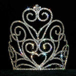 #12558 Victorian Heart Crown Tiara with Combs - 7" Tiaras & Crowns over 6" Rhinestone Jewelry Corporation